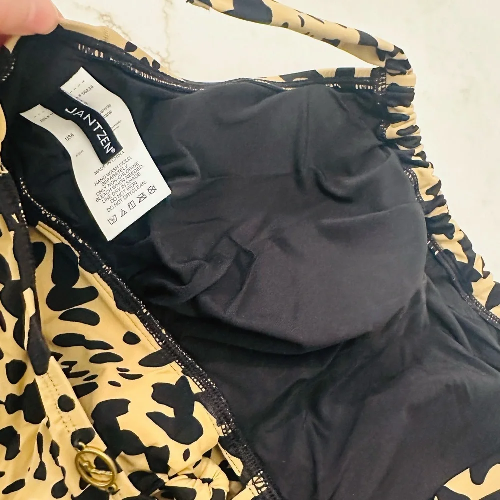 Jantzen Leopard Print Bikini - Black and Tan